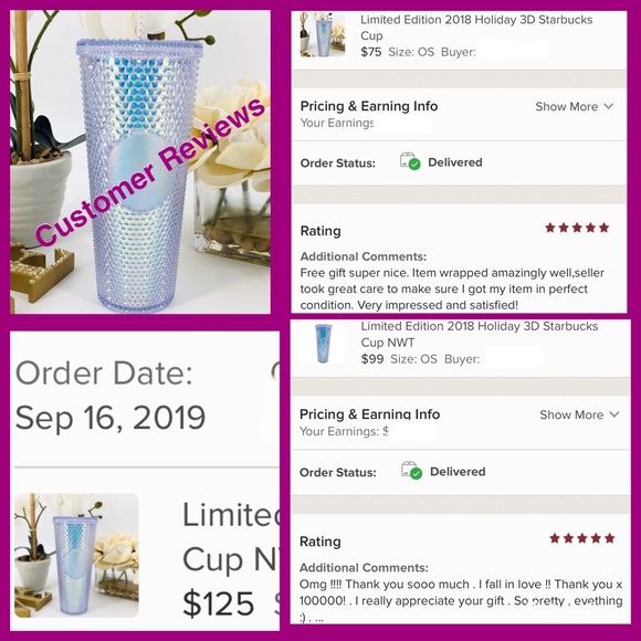 Rose Gold Iridescent Bling Starbucks Tumbler Cup - Picture 5 of 6